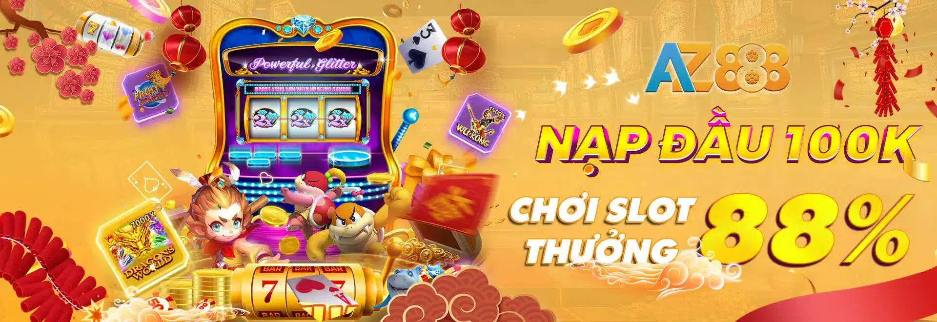 Khuyến mãi nạp nổ hũ AZ888 nạp lần đầu 100K thưởng 88%