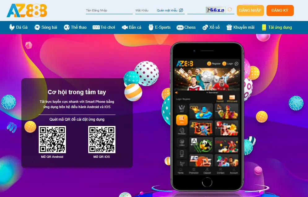 Giao diện tải app AZ888